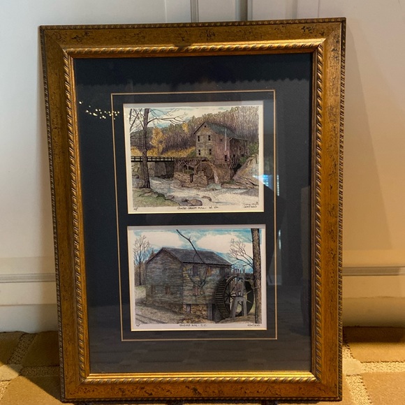 Framed Drawings SC & WV Mills - Farmhouse Barns Cottage Western Country Decor - Picture 2 of 9